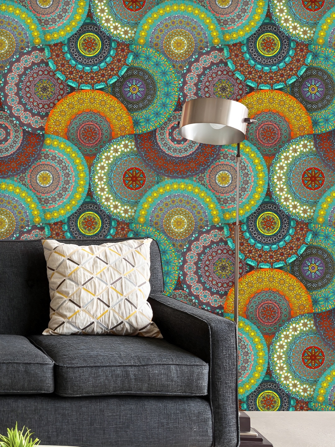 

ArtzFolio Printed UV-Resistant Anti-Bacterial Vintage Floral & Mandala Peel & Stick Wallpaper, Multi