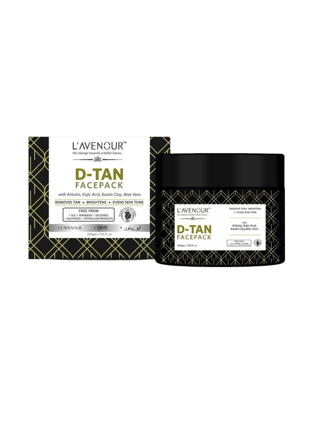 

L'AVENOUR D-Tan Face Pack For Tan Removal With Aloe Vera - 200 g, Beige