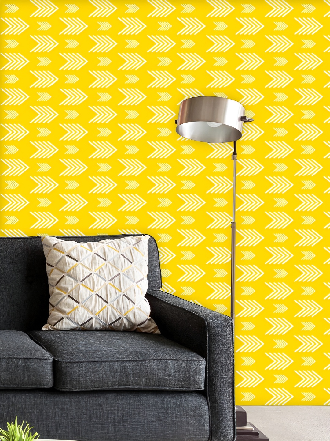 

ArtzFolio Yellow & White Geometric Printed UV Resistant Wallpaper