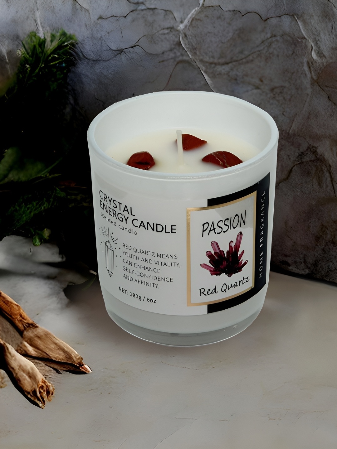 

Aura White Passion Red Quartz Tea Light Candle