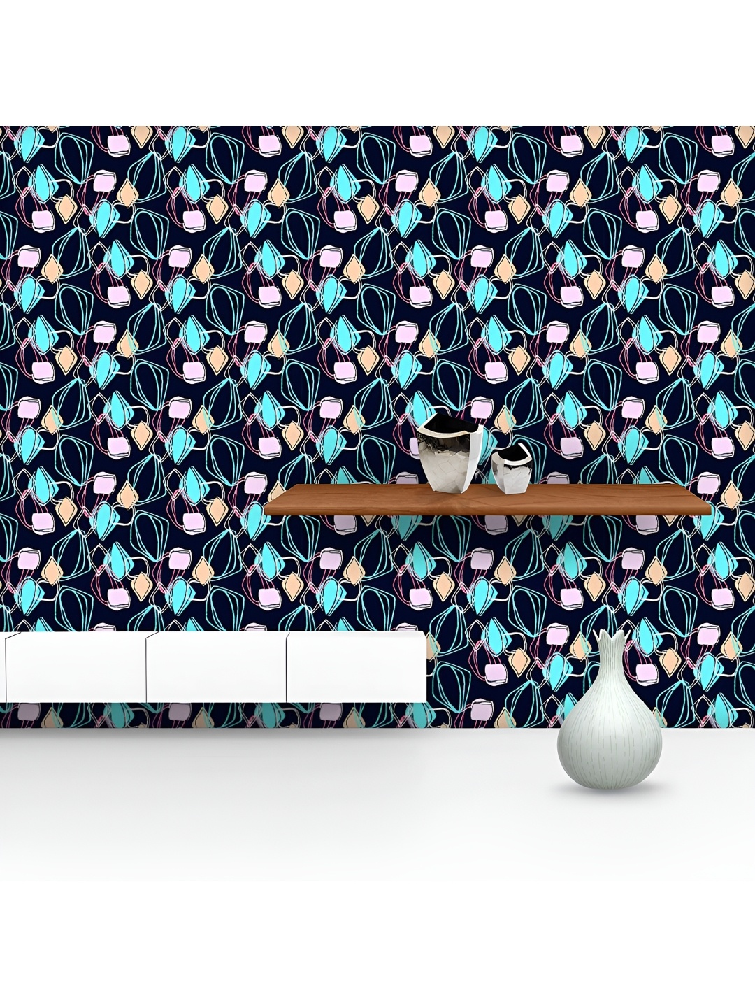 

ArtzFolio Printed UV-Resistant Anti-Bacterial Hand Drawn Doodles Peel & Stick Wallpaper, Multi