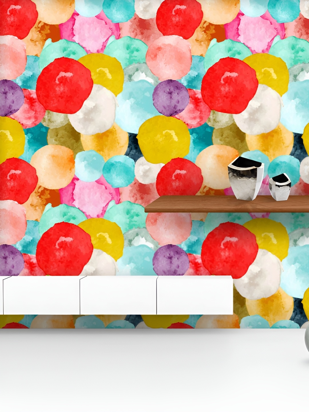 

ArtzFolio Printed UV-Resistant Anti-Bacterial Grunge Colorful Round Shapes Peel & Stick Wallpaper, Multi