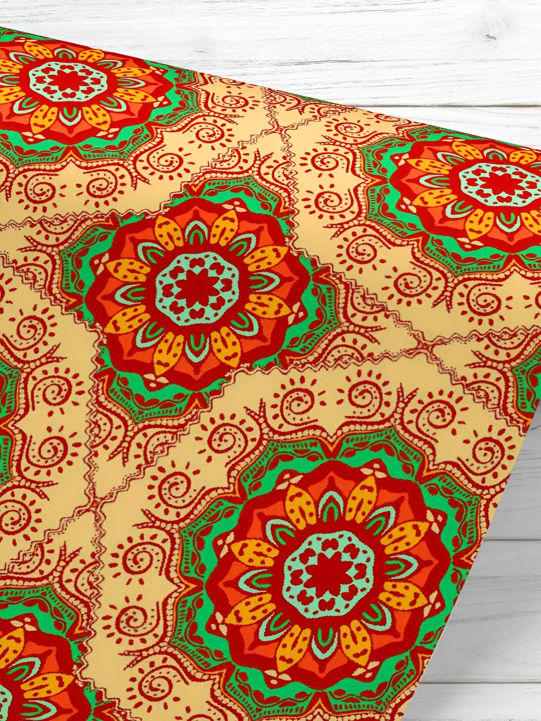 

ArtzFolio Green & Red Paisley Printed UV Resistant Wallpaper