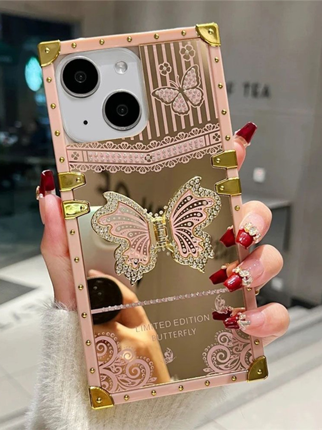 

Luxury Kase Solid Printed iPhone 15 Back Case Mobile Accessories, Rose gold