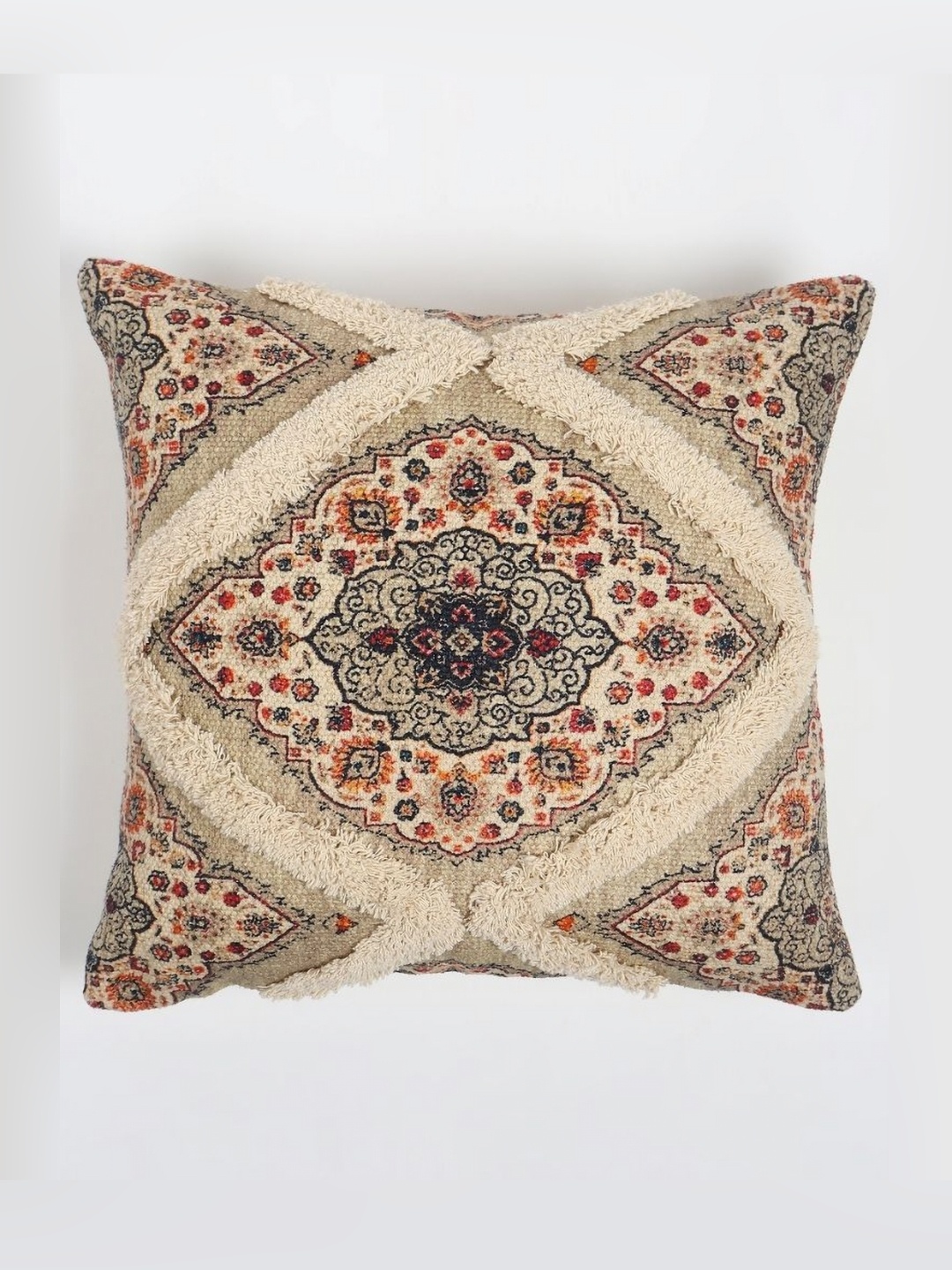 

Art Avenue White & Orange-Coloured Floral Cotton Square Cushion Covers