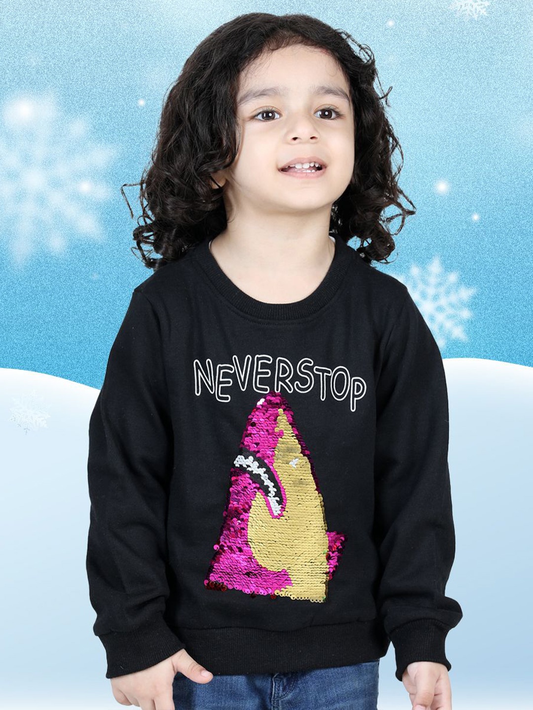 

BownBee Boys Embellished Cotton Sweatshirt, Black