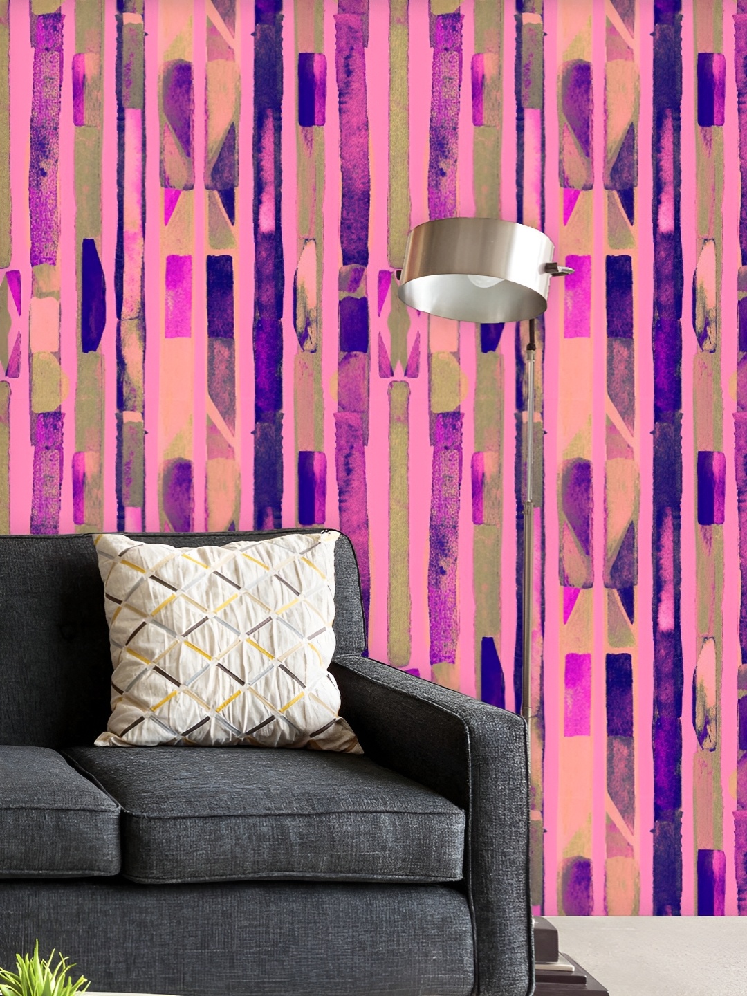 

ArtzFolio Printed UV-Resistant Anti-Bacterial Bauhaus Pattern Stripes Peel & Stick Wallpaper, Multi