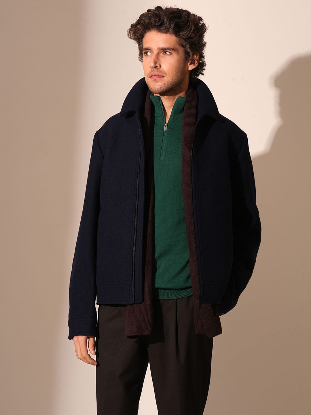 

SELECTED Men Mock Collar Long Sleeves Pullover, Green