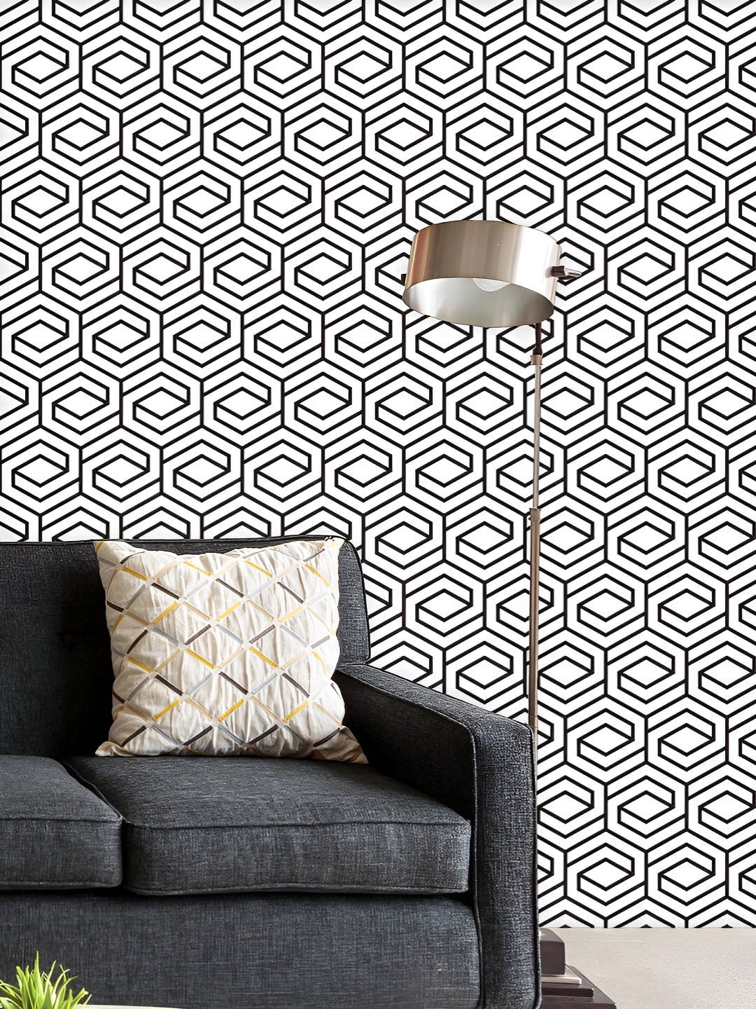 

ArtzFolio Printed UV-Resistant Anti-Bacterial Repeating Geometric Grid Peel & Stick Wallpaper, Multi