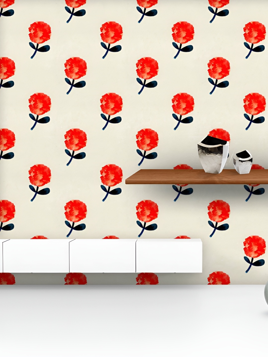 

ArtzFolio Printed UV-Resistant Anti-Bacterial Red Flowers Peel & Stick Wallpaper, Multi