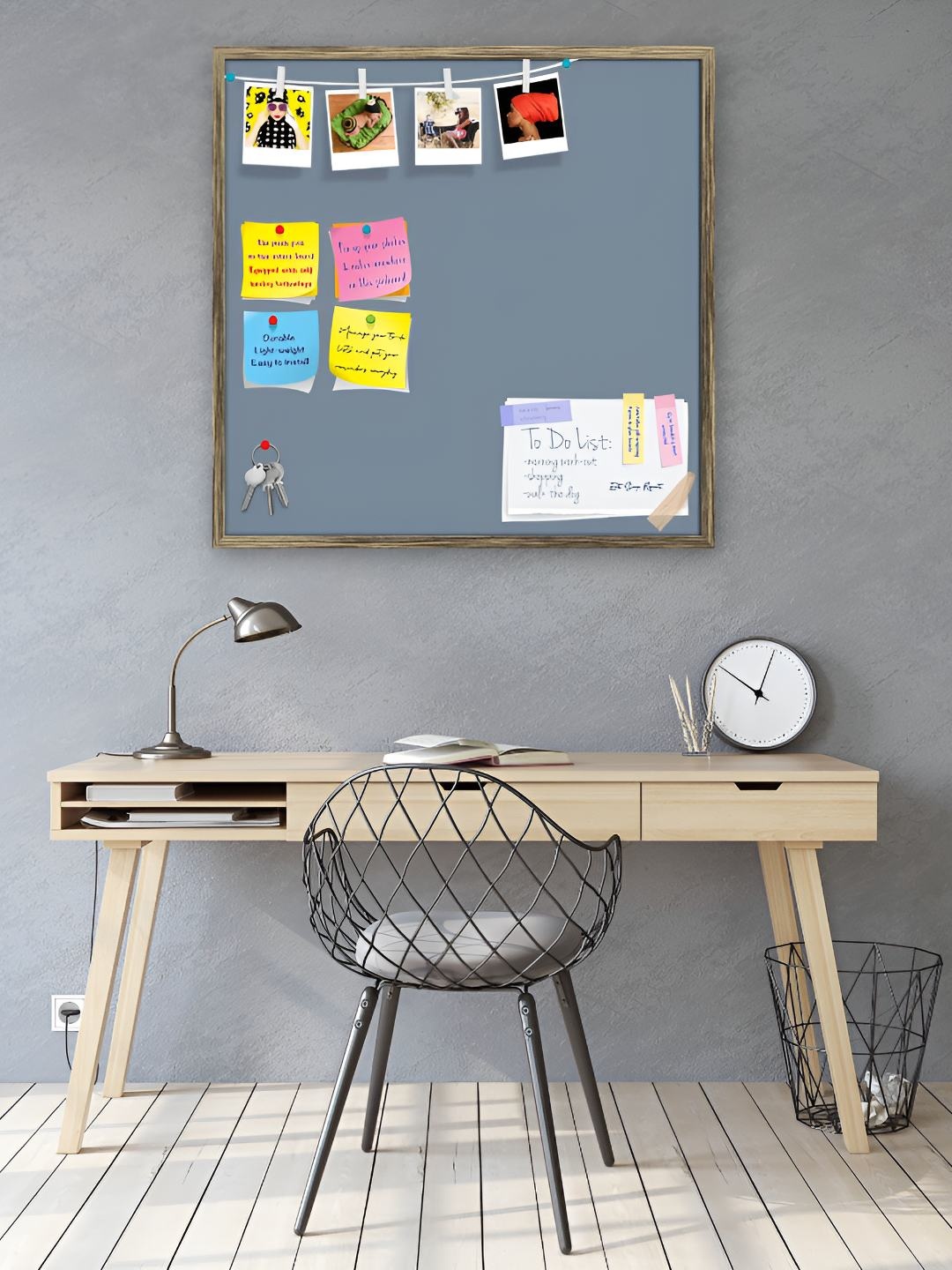 

ArtzFolio Wooden Notice Pin Board, Grey