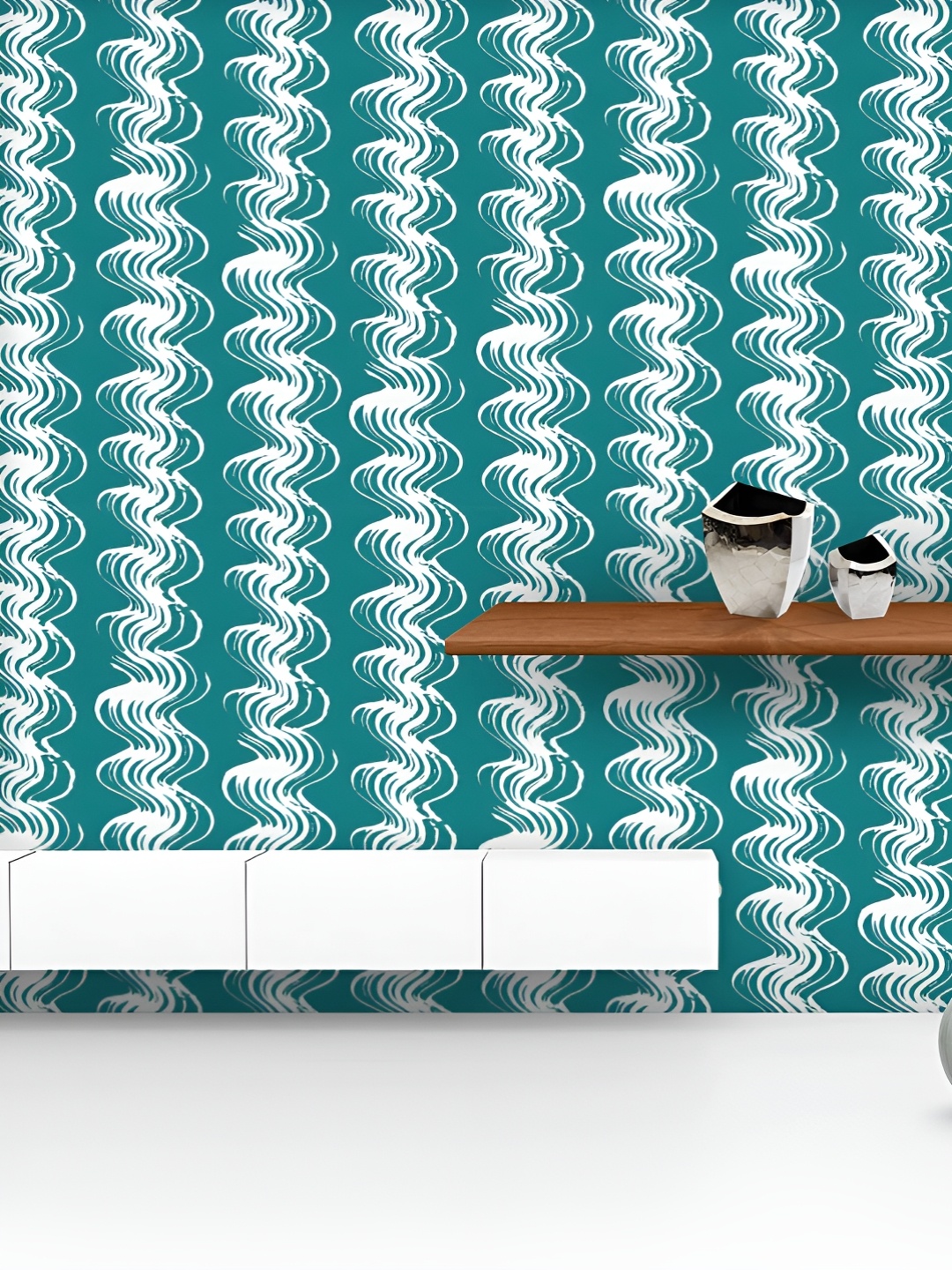 

ArtzFolio Printed UV-Resistant Anti-Bacterial Hand-Drawn Waves Peel & Stick Wallpaper, Multi
