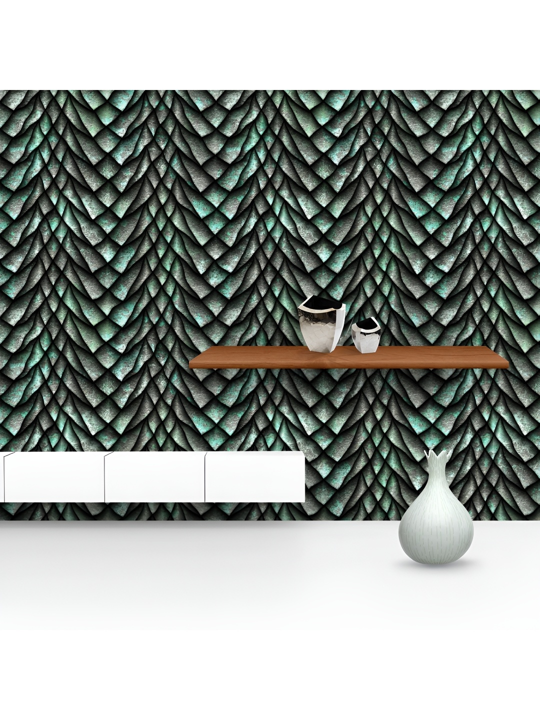 

ArtzFolio Printed UV-Resistant Anti-Bacterial D Metallic Dragon Scales Peel & Stick Wallpaper, Multi
