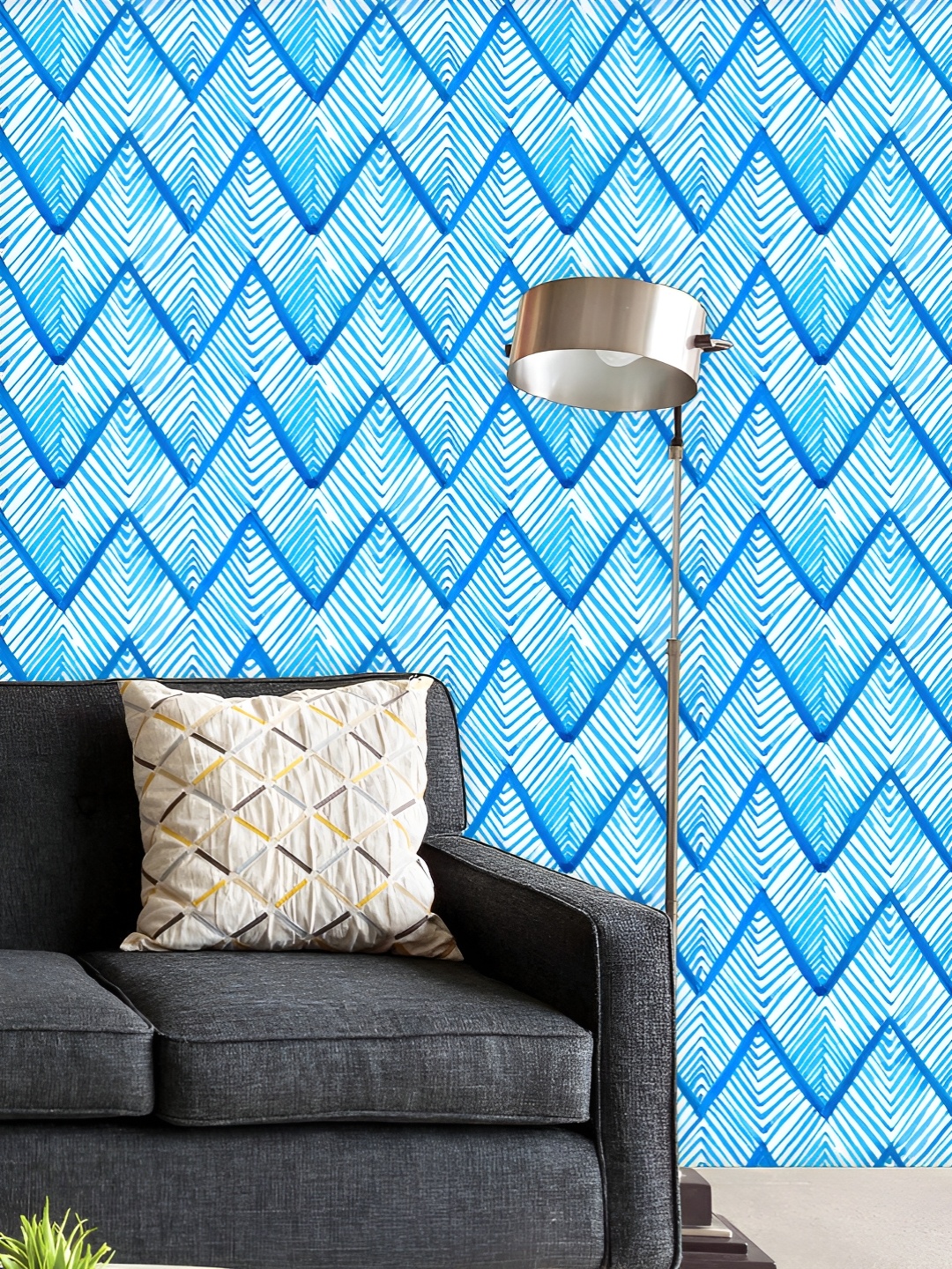 

ArtzFolio Printed UV-Resistant Anti-Bacterial Watercolor Indigo Shibori Peel & Stick Wallpaper, Multi