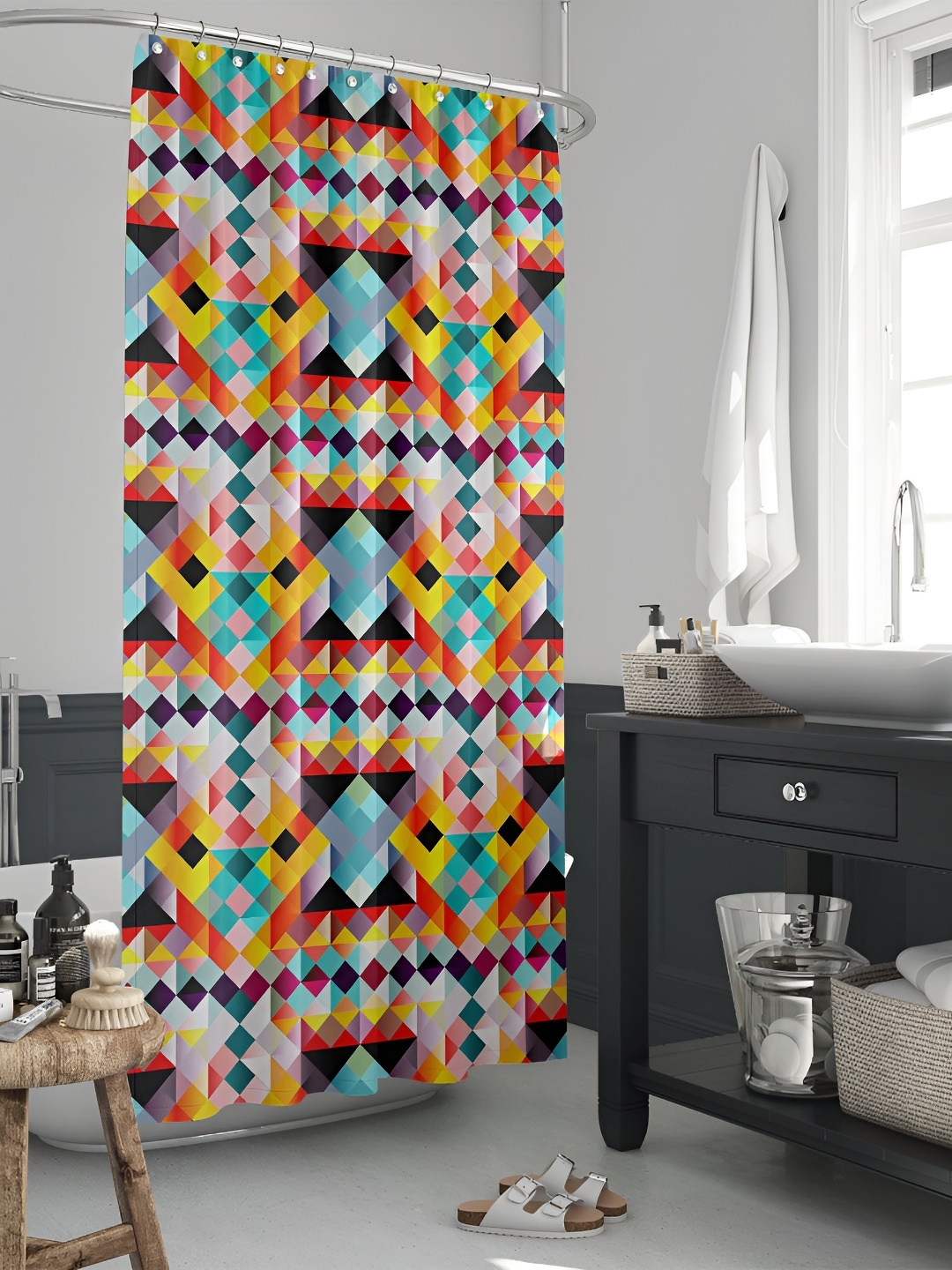 

ArtzFolio Single Piece Waterproof Polyester Shower Curtain, Multi