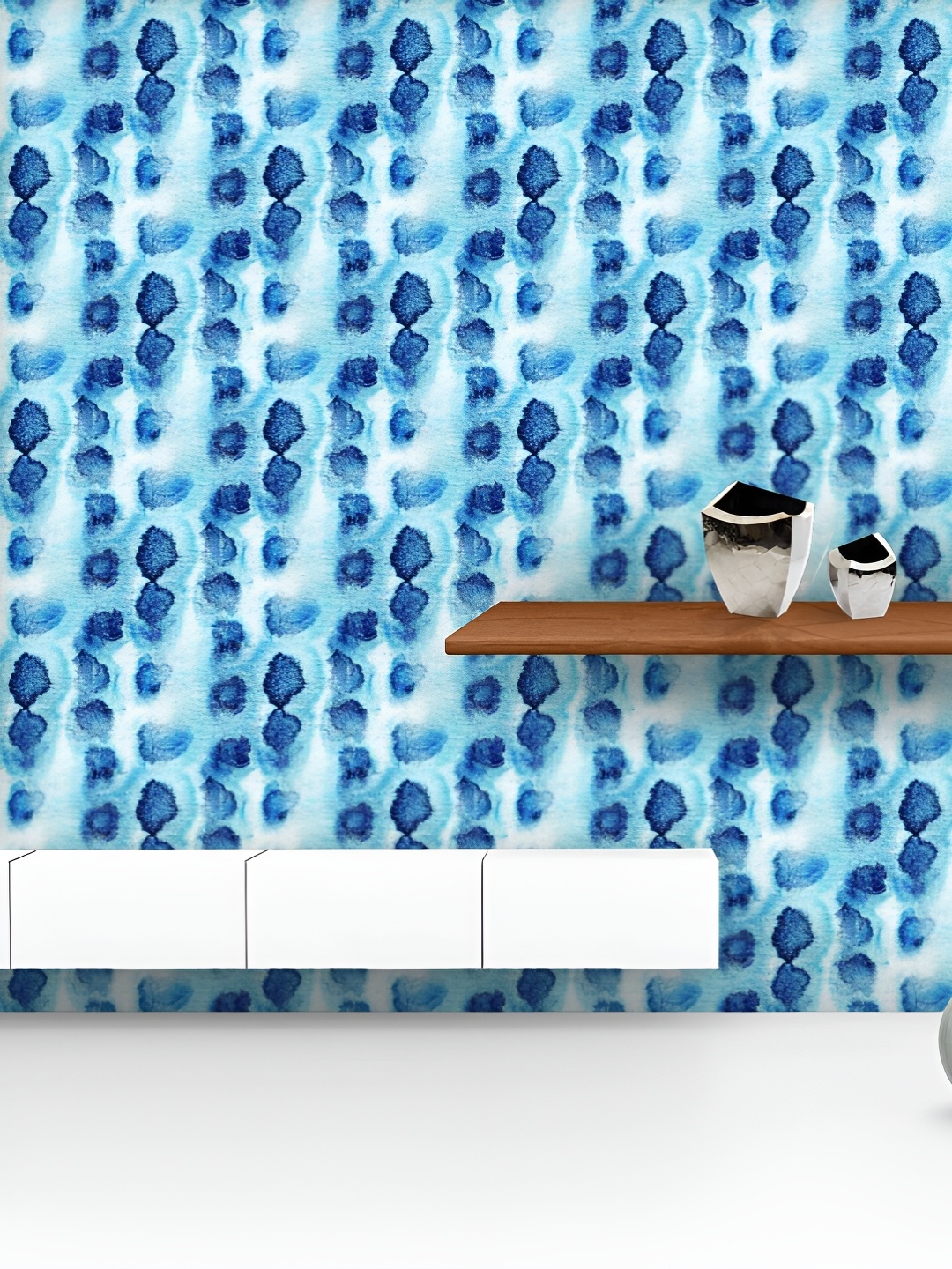 

ArtzFolio Printed UV-Resistant Anti-Bacterial Shibori Indigo Colors Peel & Stick Wallpaper, Multi