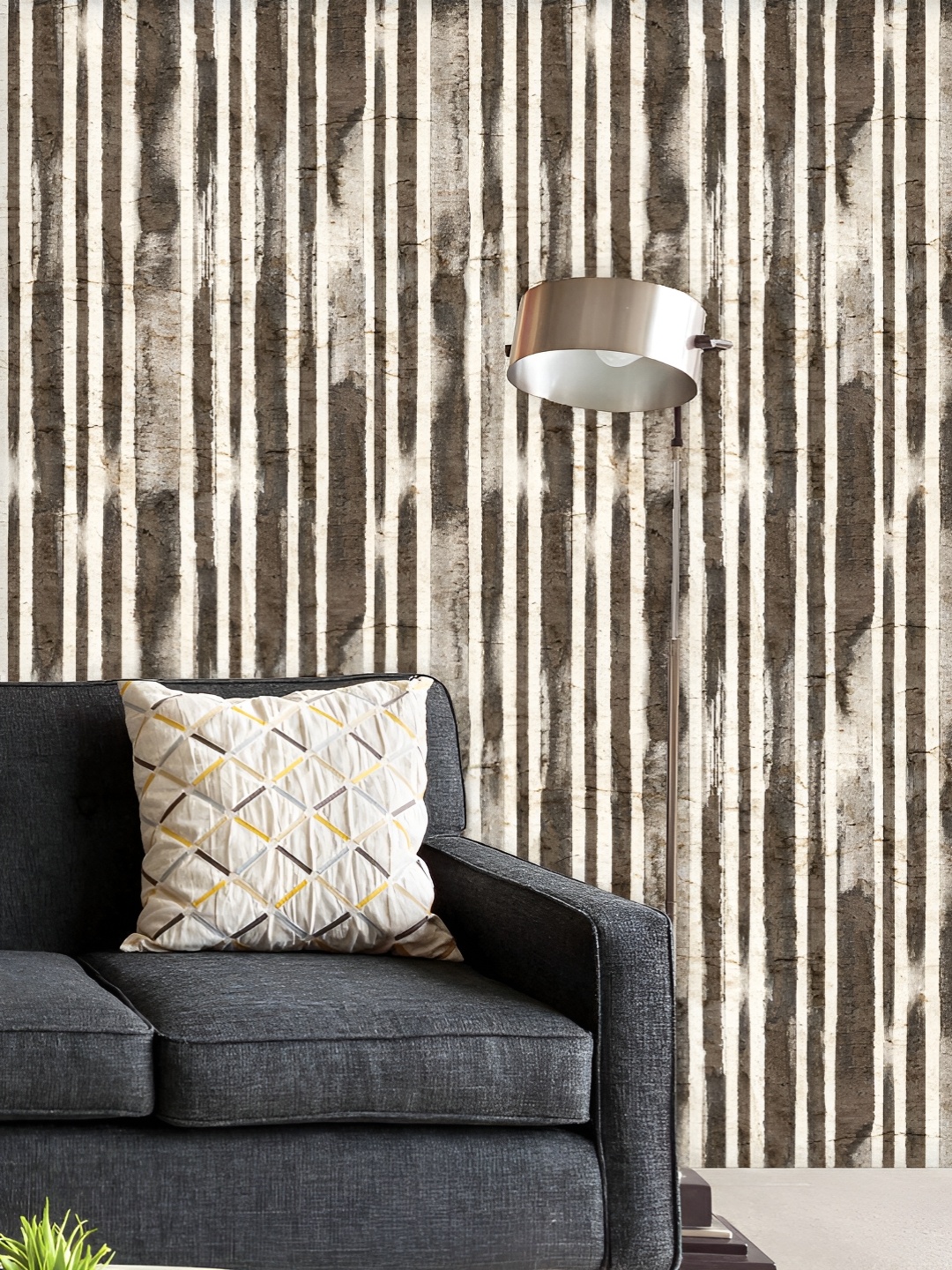 

ArtzFolio Printed UV-Resistant Anti-Bacterial Vintage Gray Stripe Peel & Stick Wallpaper, Multi