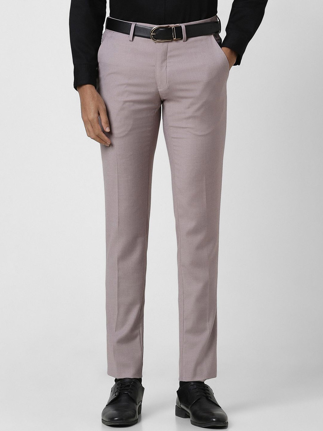 

Van Heusen Men Slim Fit Mid-Rise Formal Trousers, Grey