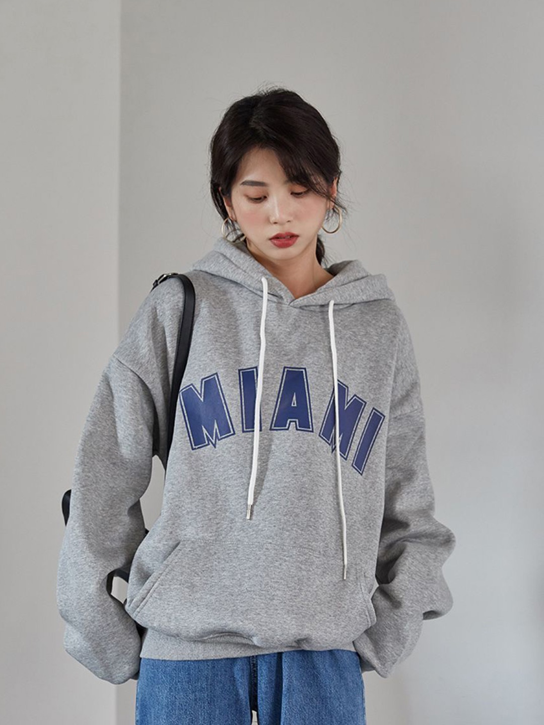 

JC Mode Women Typography Printed Hooded Sweatshirt, Grey