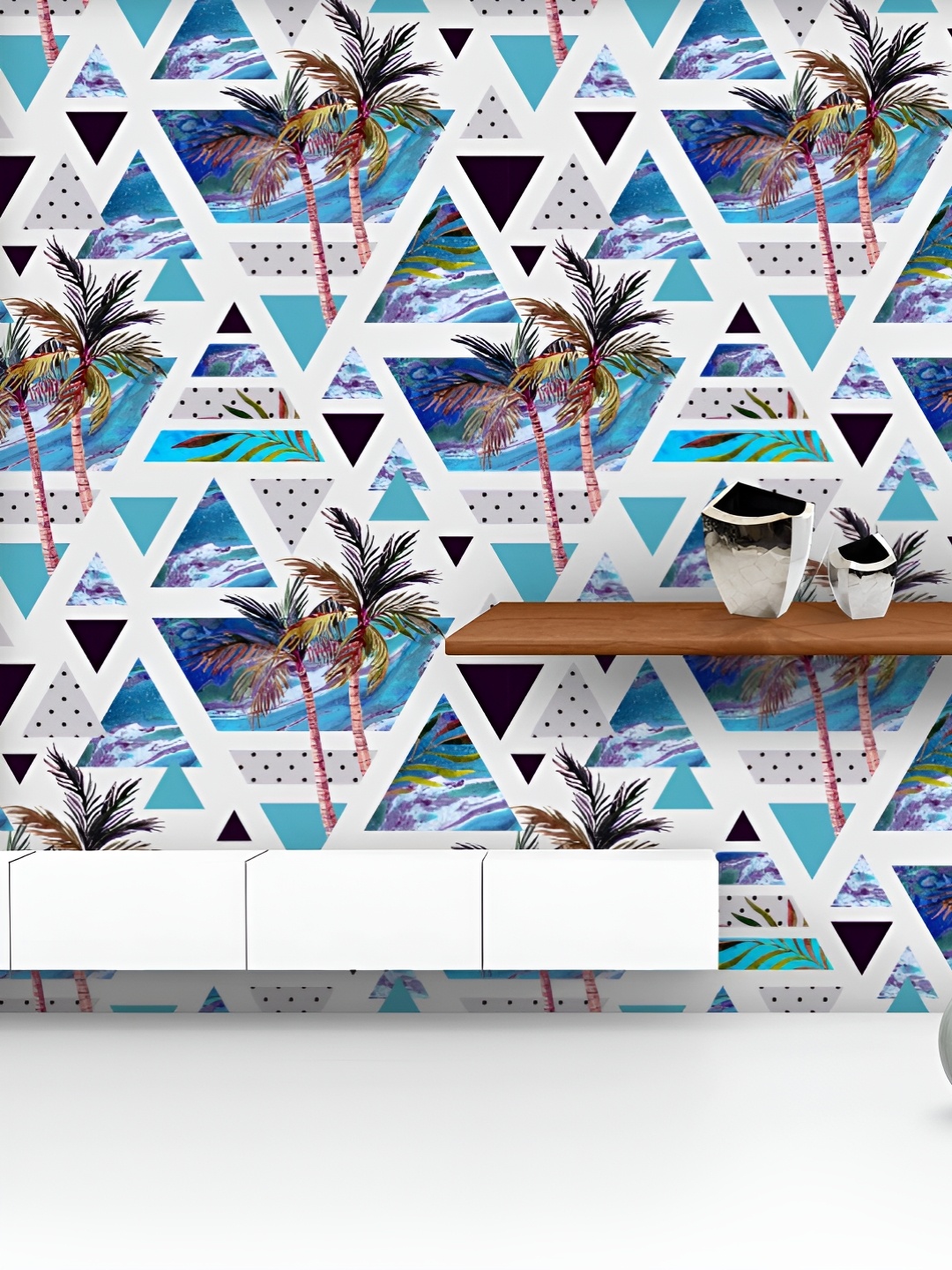 

ArtzFolio Printed UV-Resistant Anti-Bacterial Abstract Tropical Palm Tree Peel & Stick Wallpaper, Multi