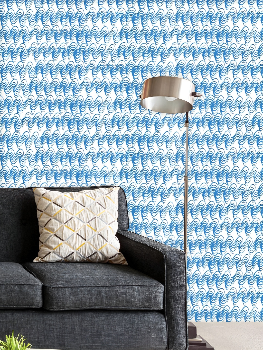 

ArtzFolio Printed UV-Resistant Anti-Bacterial Hand-Drawn Waves Peel & Stick Wallpaper, Multi