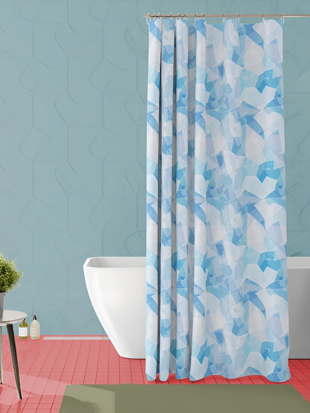 

ArtzFolio Blue & White Printed Waterproof Shower Curtain