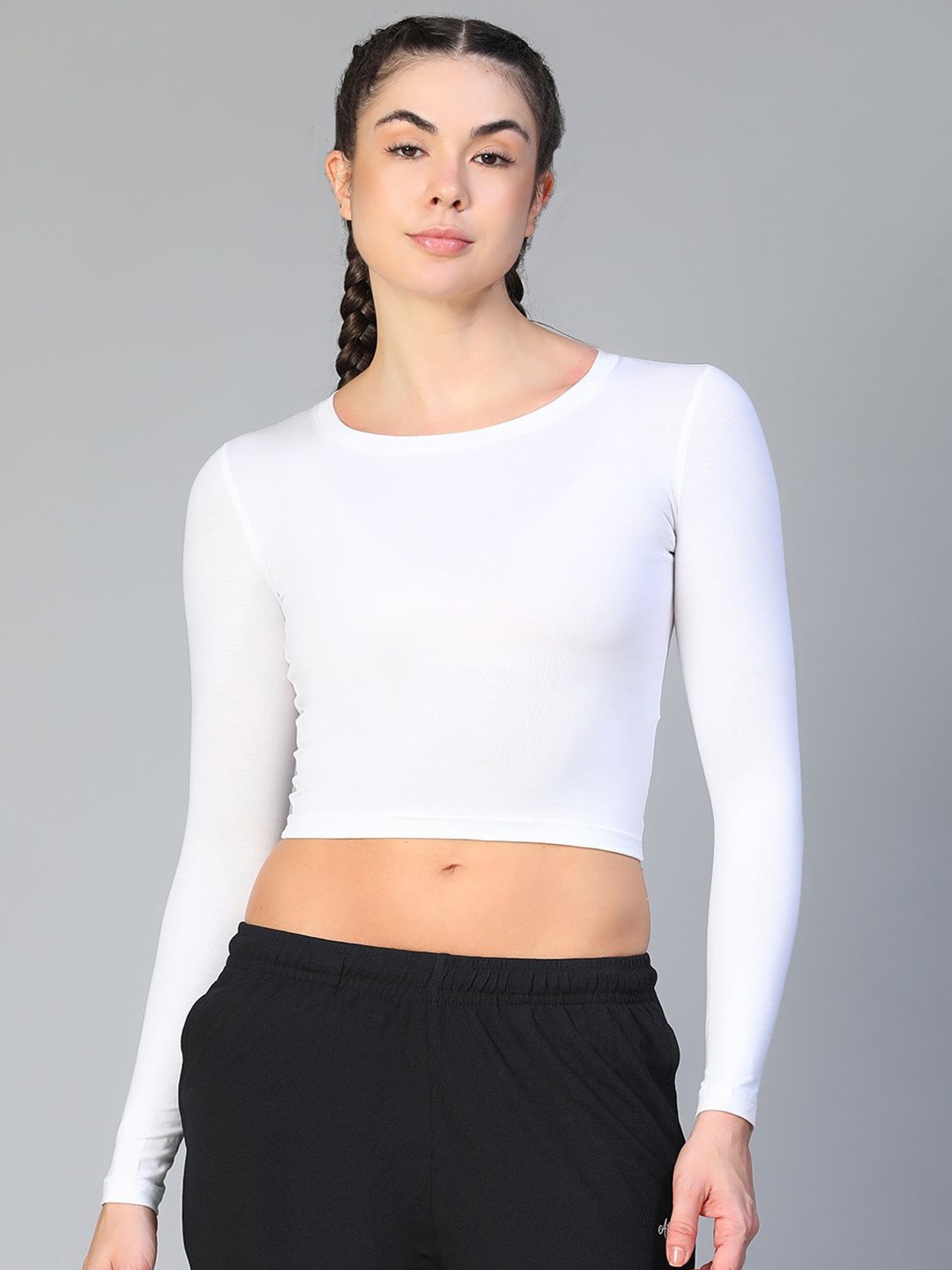 

ATHLISIS Women Cotton Fitted Crop Top, White