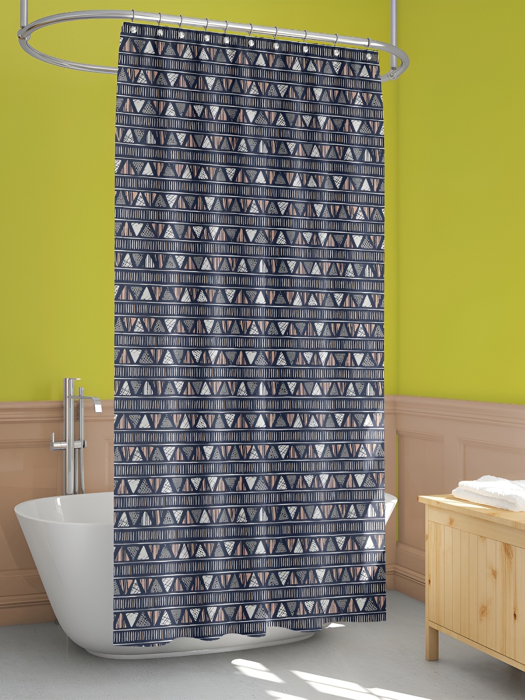 

ArtzFolio Black & White Geometric Printed Waterproof Shower Curtain