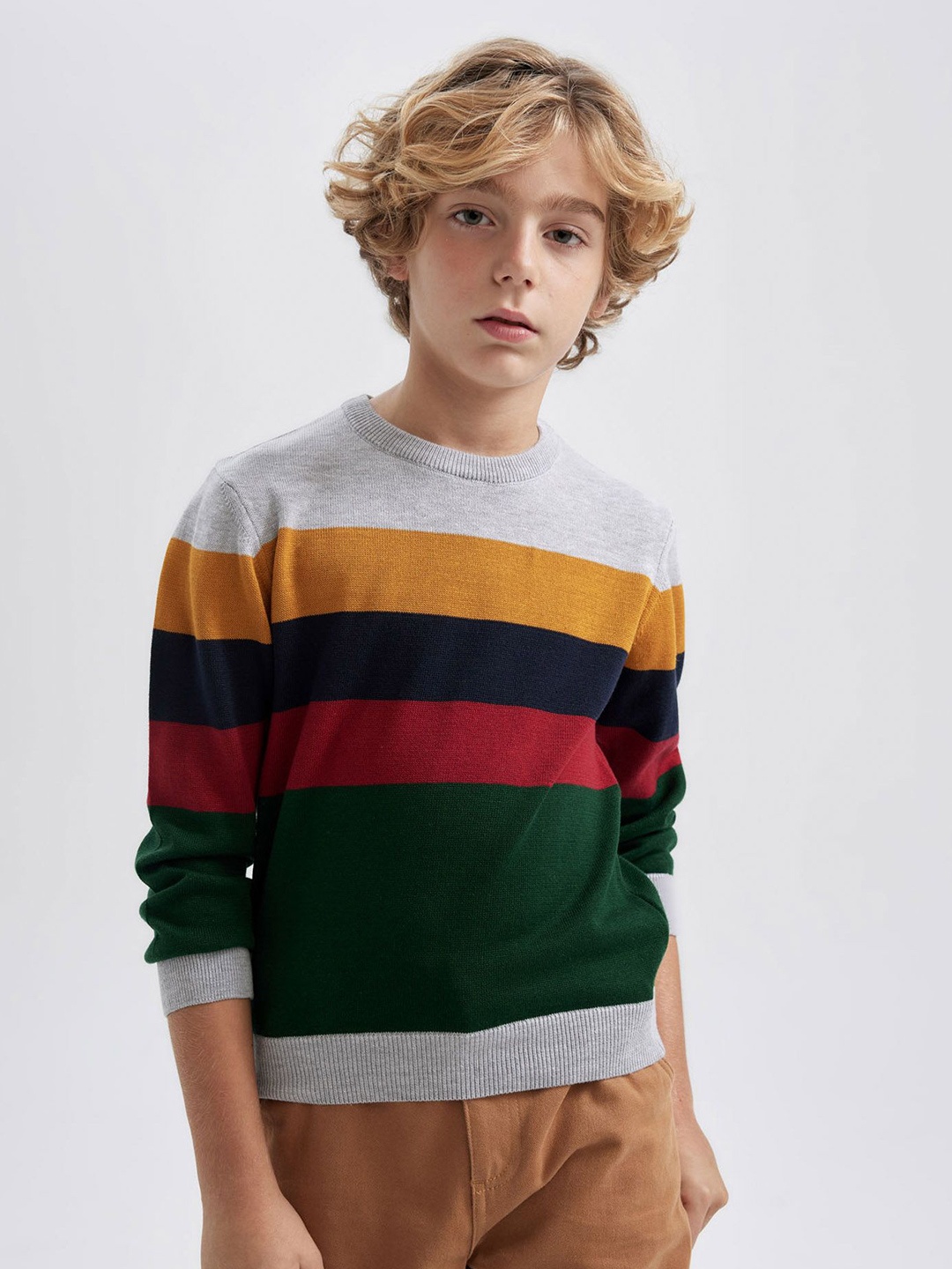 

DeFacto Boys Striped Pullover, Green