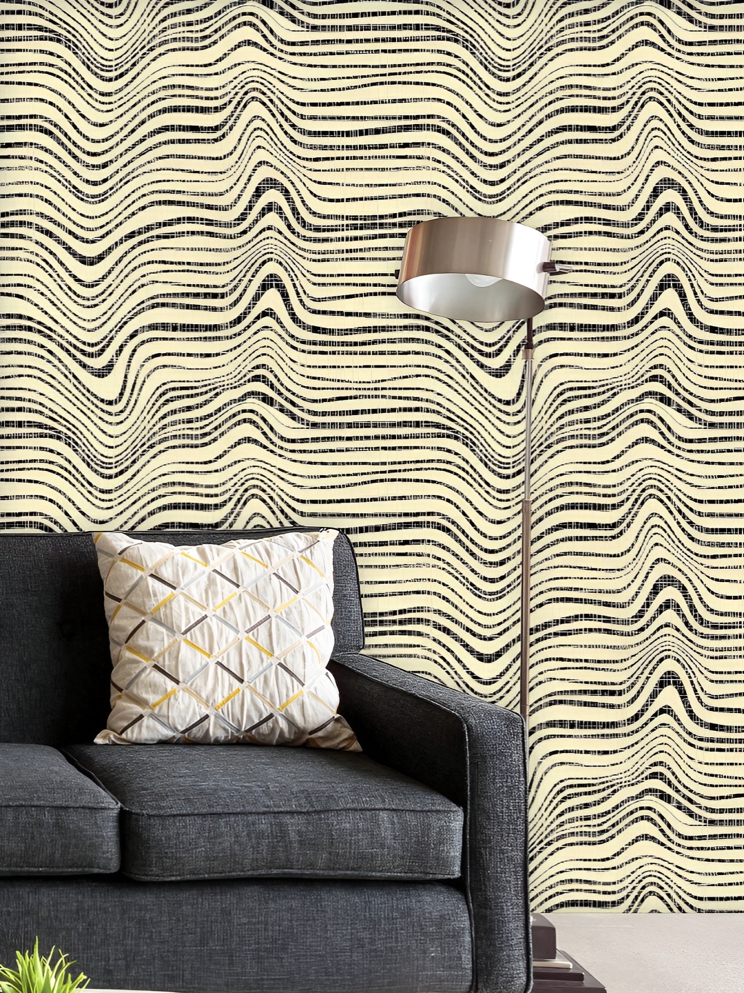 

ArtzFolio Printed UV-Resistant Anti-Bacterial Wave Stripes Pattern Peel & Stick Wallpaper, Multi