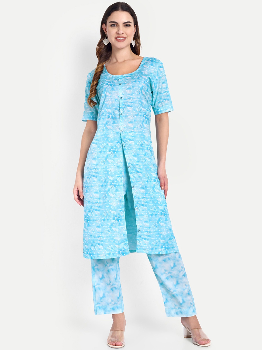 

TILISM Abstract Printed Pure Cotton Tunic With Trousers, Blue
