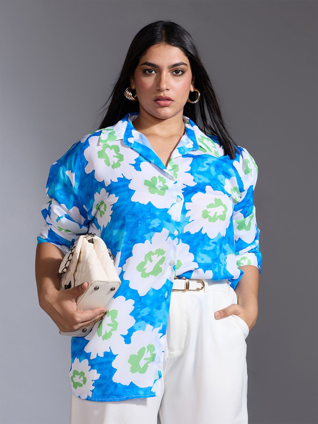 

20Dresses Women Floral Printed Casual Shirt, Blue