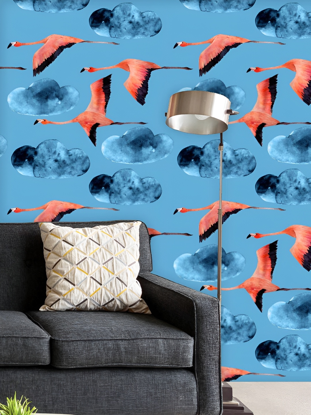 

ArtzFolio Printed UV-Resistant Anti-Bacterial Flamingos Flying In Sea Peel & Stick Wallpaper, Multi