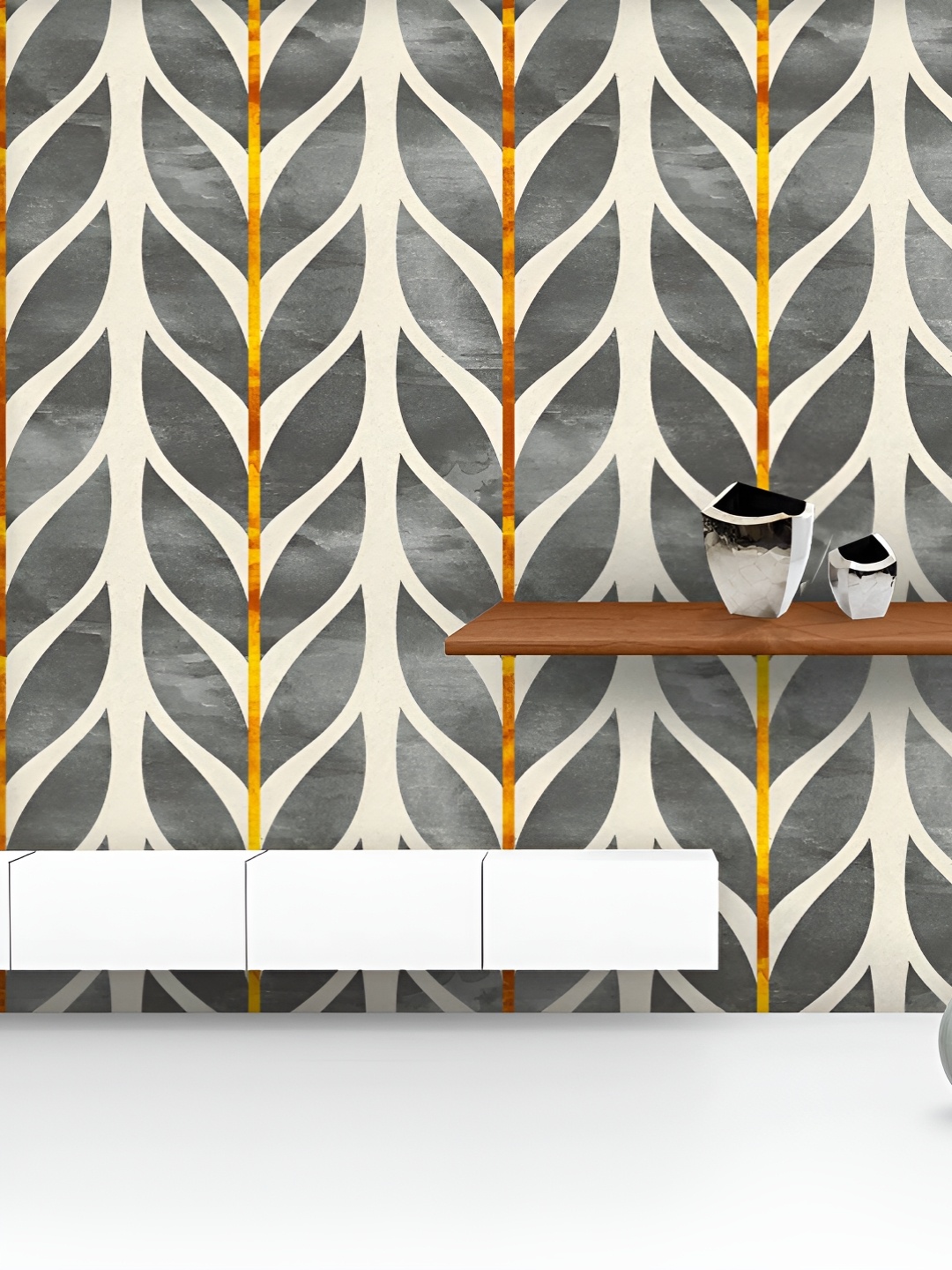

ArtzFolio Off- White & Grey Printed UV Resistant Wallpaper
