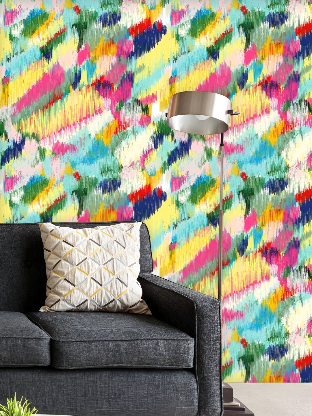 

ArtzFolio Printed UV-Resistant Anti-Bacterial Tribal Ikat Pattern Peel & Stick Wallpaper, Multi