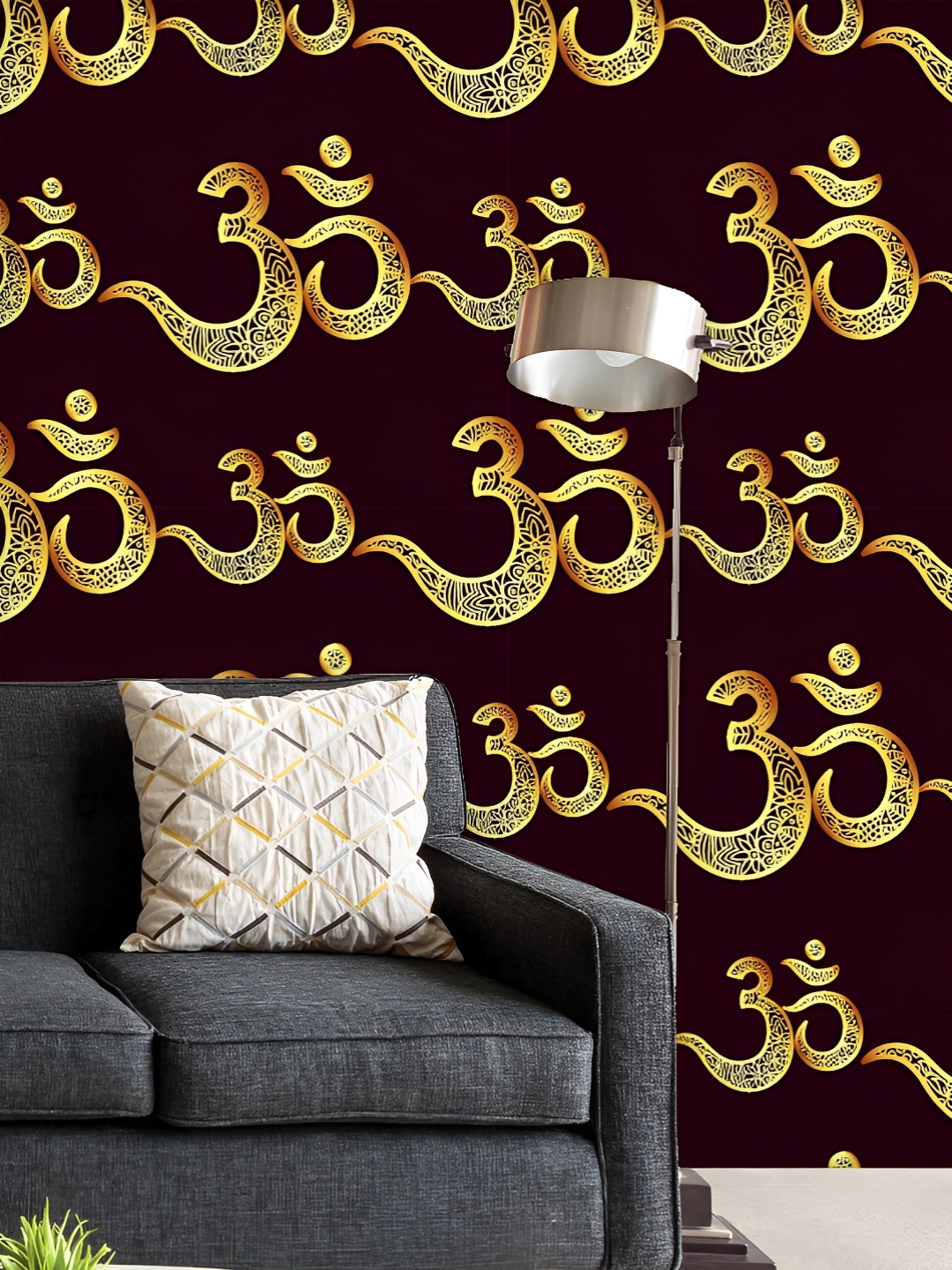 

ArtzFolio Printed UV-Resistant Anti-Bacterial Hindu Om Mantra Peel & Stick Wallpaper, Multi