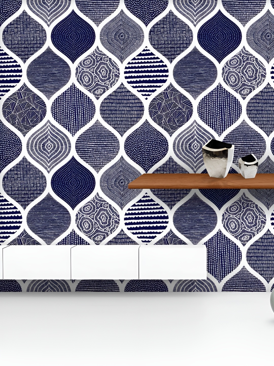 

ArtzFolio Printed UV-Resistant Anti-Bacterial Blue & White Waves Peel & Stick Wallpaper, Multi