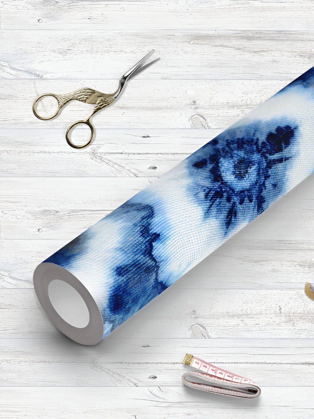 

ArtzFolio Printed UV-Resistant Anti-Bacterial Shibori Indigo Batik Peel & Stick Wallpaper, Multi