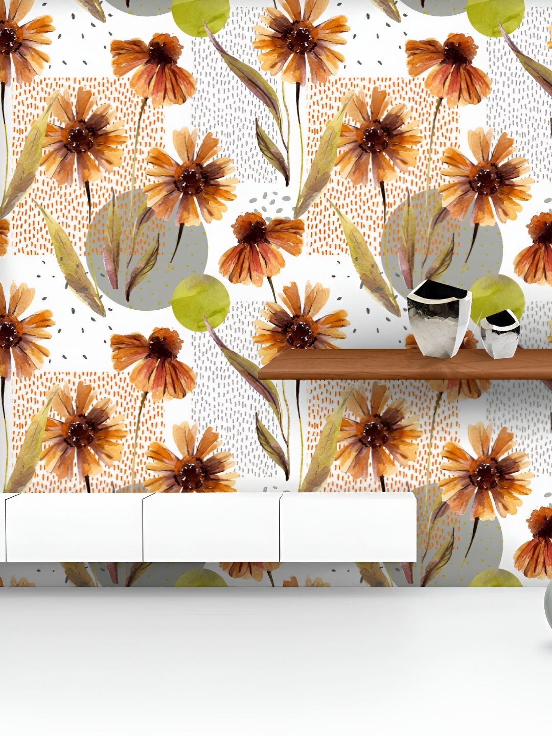 

ArtzFolio Printed UV-Resistant Anti-Bacterial Watercolor Floral Leaves Peel & Stick Wallpaper, Multi