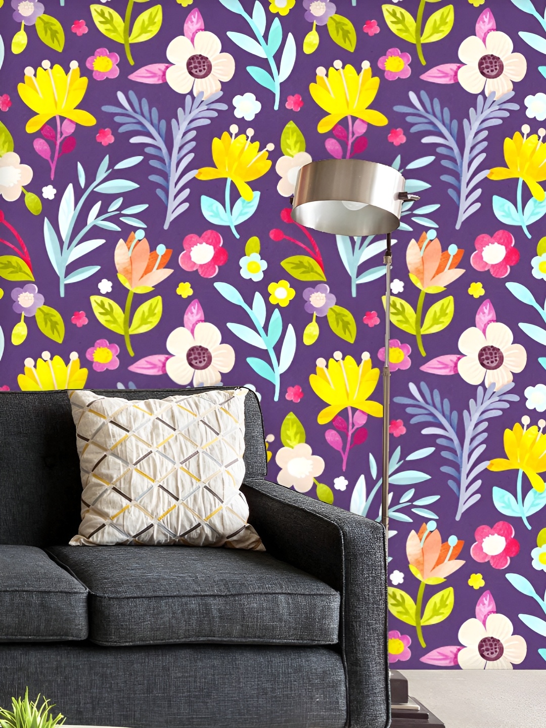 

ArtzFolio Printed UV-Resistant Anti-Bacterial Colorful Flowers Peel & Stick Wallpaper, Multi