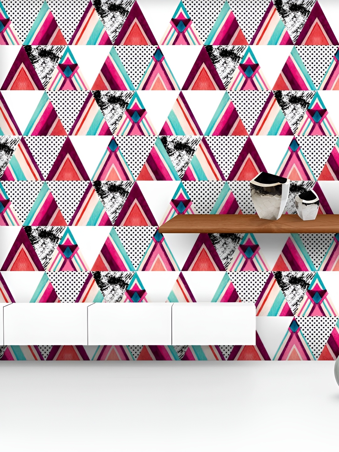 

ArtzFolio Printed UV-Resistant Anti-Bacterial Grunge Triangular Shapes Peel & Stick Wallpaper, Multi