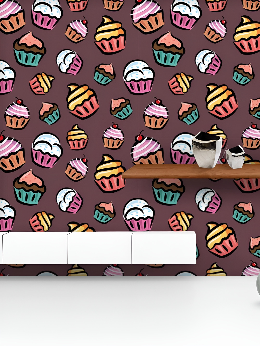 

ArtzFolio Printed UV-Resistant Anti-Bacterial Cupcake Peel & Stick Wallpaper, Multi