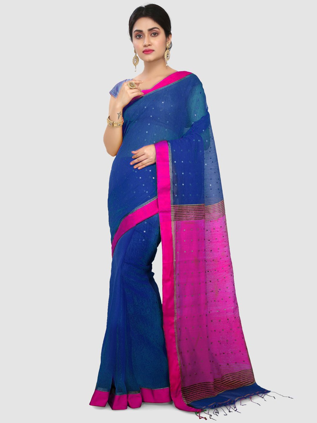 

Crochetin Woven Design Saree, Blue