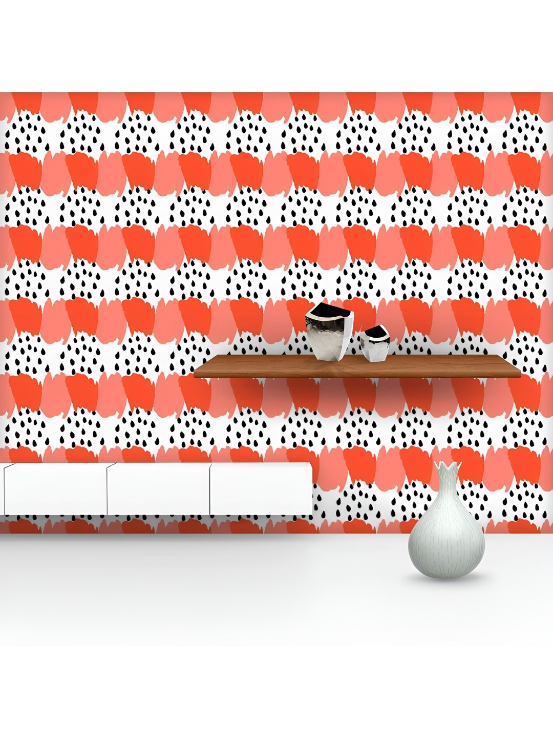 

ArtzFolio White & Red Abstract Printed UV Resistant Wallpaper