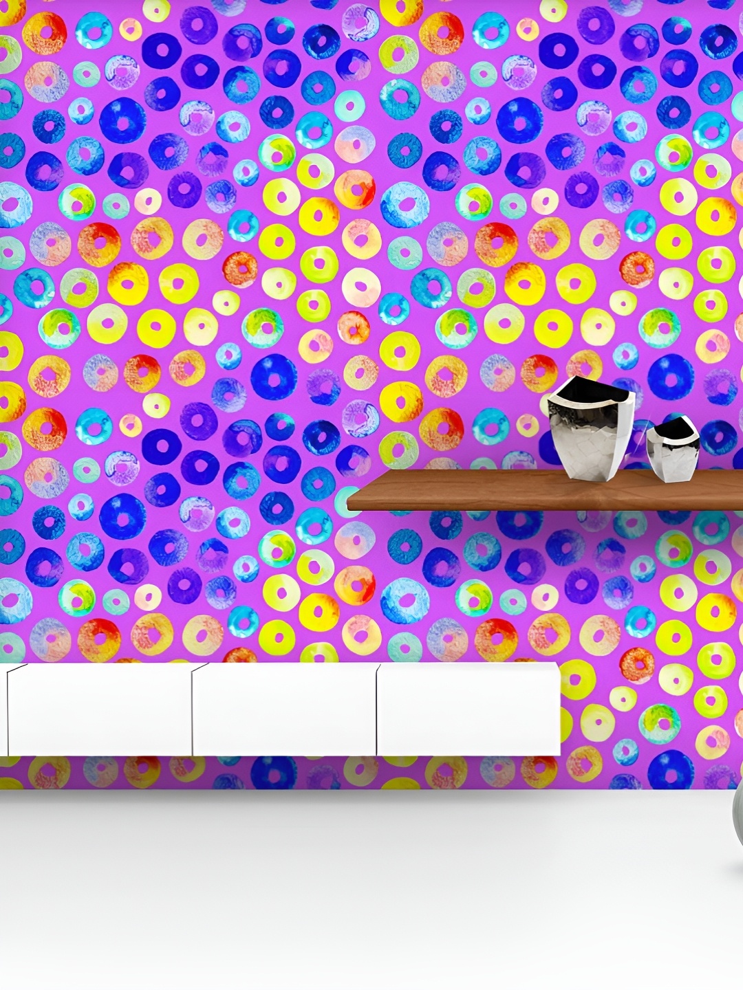 

ArtzFolio Printed UV-Resistant Anti-Bacterial Colorful Circles Peel & Stick Wallpaper, Multi