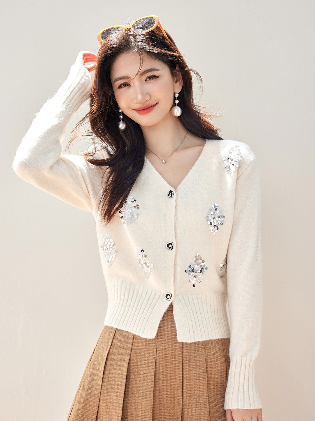 

JC Collection Women Embroidered Front-Open Cardigan, Off white