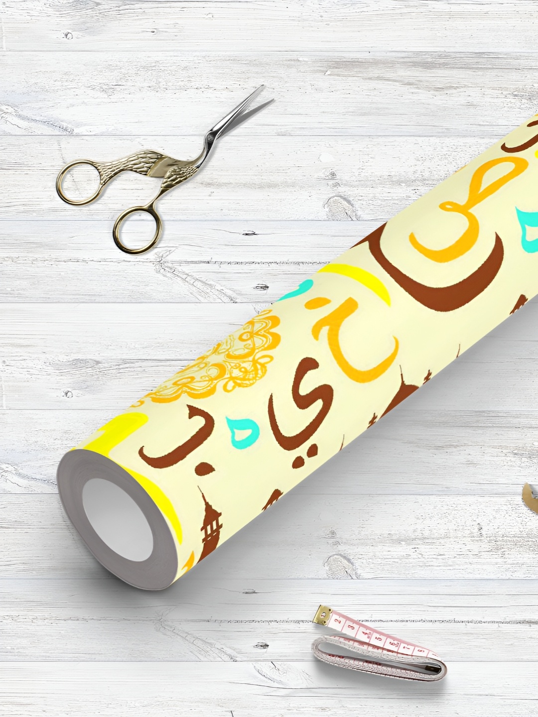 

ArtzFolio Printed UV-Resistant Anti-Bacterial Arabic Eid Mubarak Pattern Peel & Stick Wallpaper, Multi
