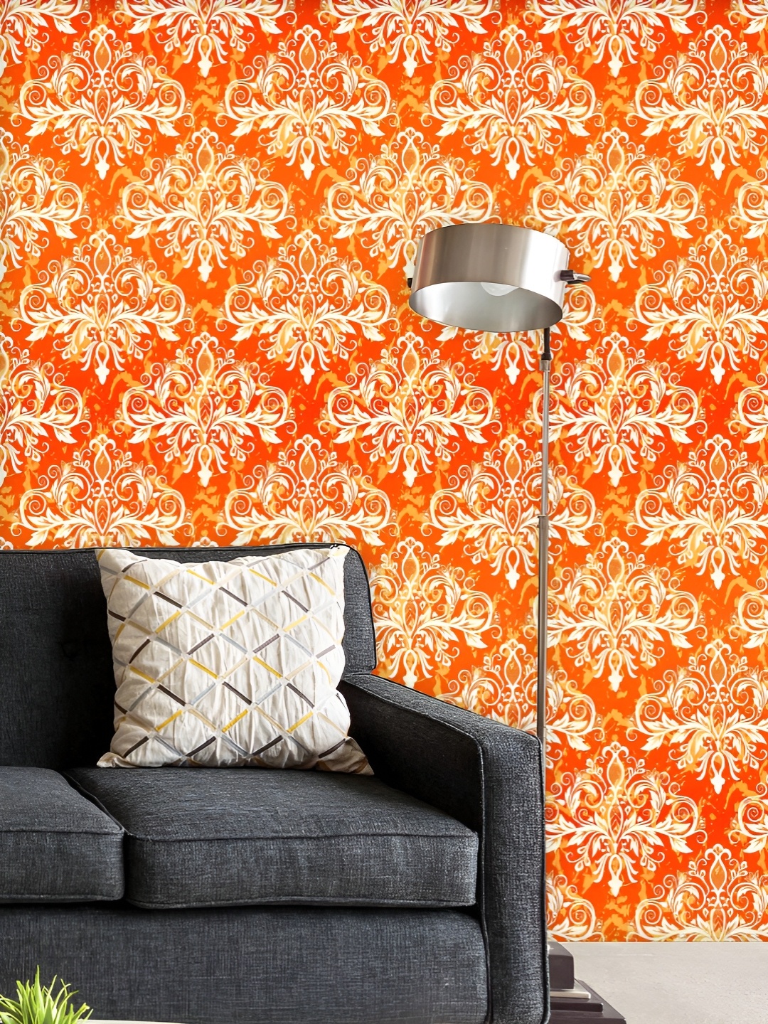 

ArtzFolio Printed UV-Resistant Anti-Bacterial Damask Pattern Peel & Stick Wallpaper, Multi