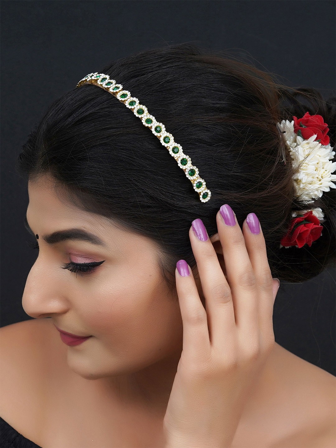 

ahoora Women Embellished Hairband, Green
