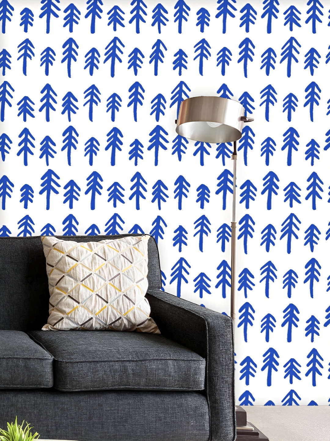 

ArtzFolio Printed UV-Resistant Anti-Bacterial Blue Christmas Trees Peel & Stick Wallpaper, Multi